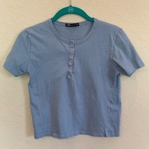 Cropped button top, ZARA, size small, blue